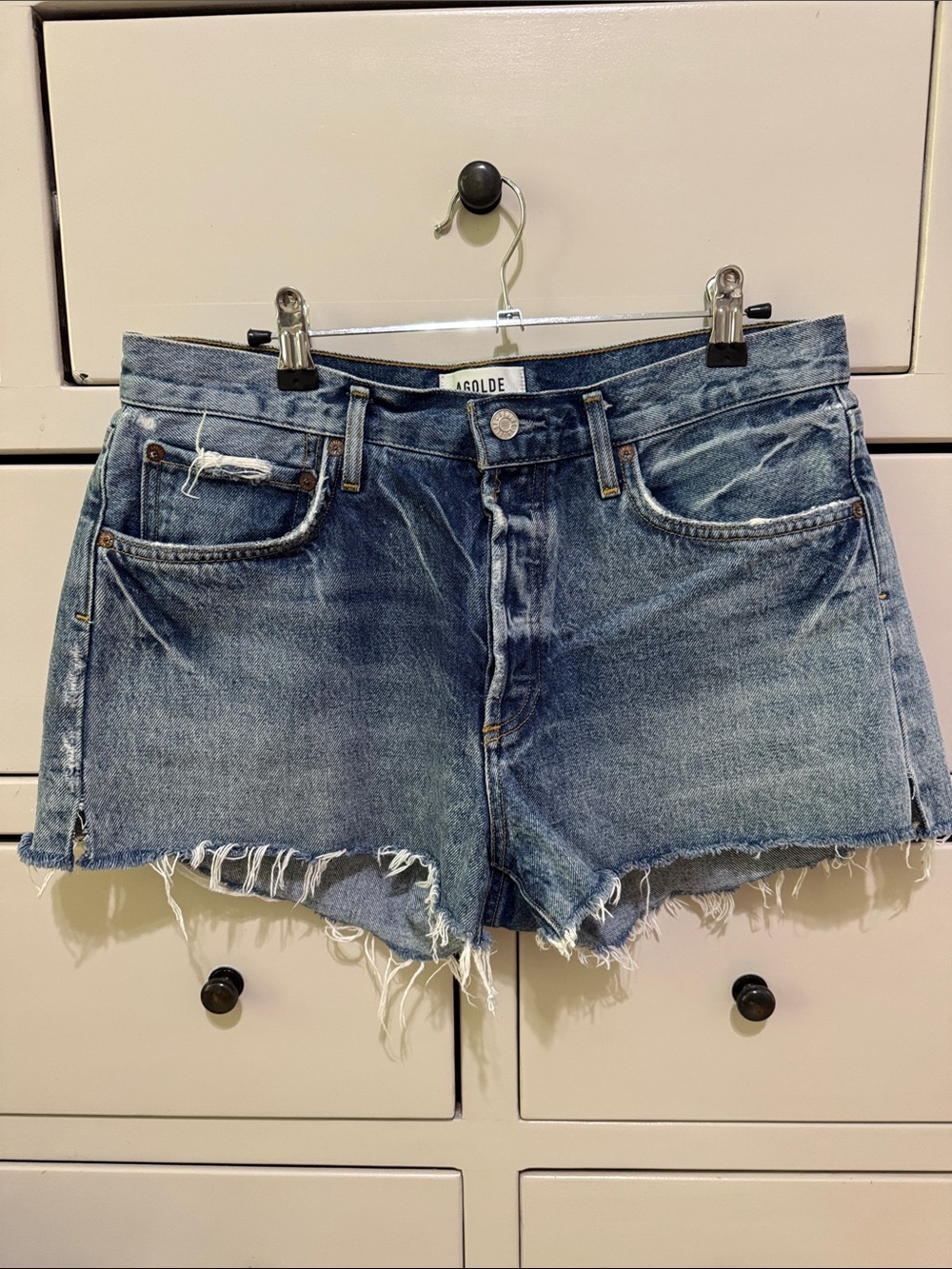 Agolde Parker Frayed Hem Denim Shorts Size 29
